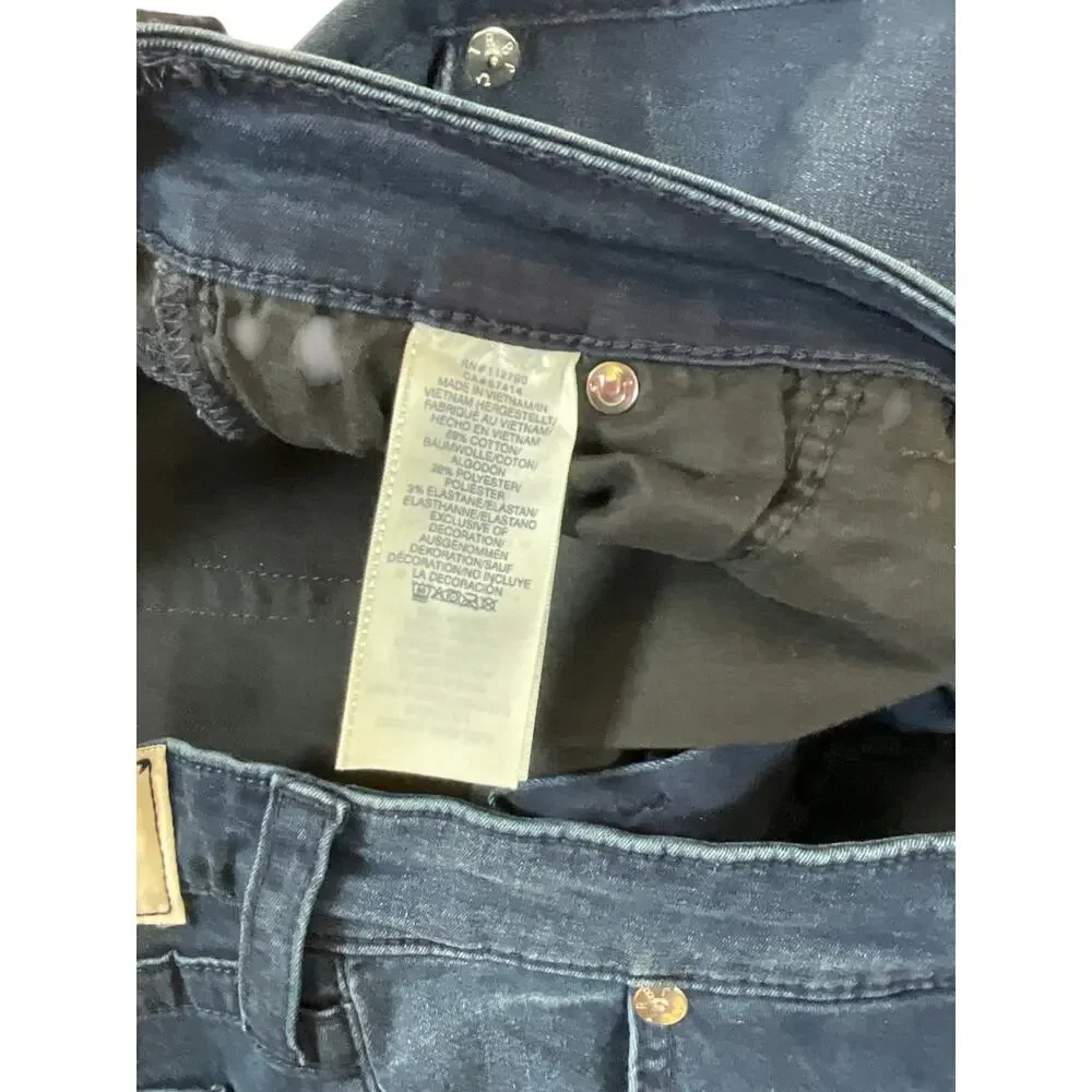True Religion Men’s 33 Super Skinny Dark Wash Cargo Moto Jeans Zipper Ankle